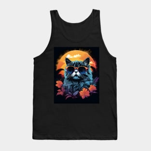 1980's Surf Cat - Retro Vintage Beach Vibes Tank Top